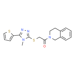 ChemSpider 2D Image | 1-(3,4-Dihydro-2(1H)-isoquinolinyl)-2-{[4-methyl-5-(2-thienyl)-4H-1,2,4-triazol-3-yl]sulfanyl}ethanone | C18H18N4OS2