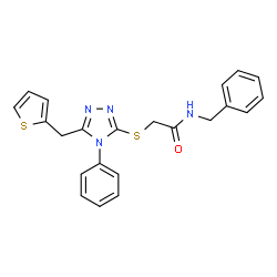 ChemSpider 2D Image | N-Benzyl-2-{[4-phenyl-5-(2-thienylmethyl)-4H-1,2,4-triazol-3-yl]sulfanyl}acetamide | C22H20N4OS2