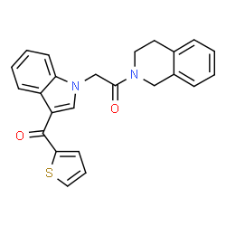 ChemSpider 2D Image | 1-(3,4-Dihydro-2(1H)-isoquinolinyl)-2-[3-(2-thienylcarbonyl)-1H-indol-1-yl]ethanone | C24H20N2O2S