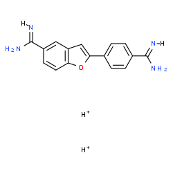 ChemSpider 2D Image | 5-Benzofurancarboximidamide, 2-[4-[(Z)-aminoiminomethyl]phenyl]-, dihydrogen salt | C16H16N4O