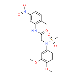 ChemSpider 2D Image | N~2~-(3,4-Dimethoxyphenyl)-N-(2-methyl-5-nitrophenyl)-N~2~-(methylsulfonyl)glycinamide | C18H21N3O7S