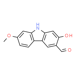 ChemSpider 2D Image | 2-Hydroxy-7-methoxy-9H-carbazole-3-carbaldehyde | C14H11NO3