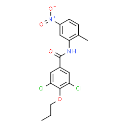 ChemSpider 2D Image | 3,5-Dichloro-N-(2-methyl-5-nitrophenyl)-4-propoxybenzamide | C17H16Cl2N2O4