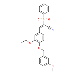 ChemSpider 2D Image | (2E)-3-{3-Ethoxy-4-[(3-methoxybenzyl)oxy]phenyl}-2-(phenylsulfonyl)acrylonitrile | C25H23NO5S