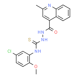 ChemSpider 2D Image | N-(5-Chloro-2-methoxyphenyl)-2-[(2-methyl-4-quinolinyl)carbonyl]hydrazinecarbothioamide | C19H17ClN4O2S