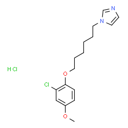 ChemSpider 2D Image | 1-[6-(2-Chloro-4-methoxyphenoxy)hexyl]-1H-imidazole hydrochloride (1:1) | C16H22Cl2N2O2