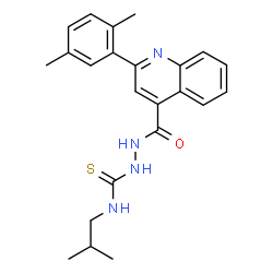 ChemSpider 2D Image | 2-{[2-(2,5-Dimethylphenyl)-4-quinolinyl]carbonyl}-N-isobutylhydrazinecarbothioamide | C23H26N4OS