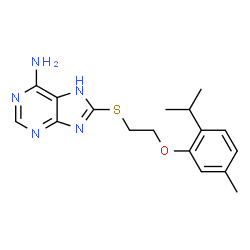 ChemSpider 2D Image | 8-{[2-(2-Isopropyl-5-methylphenoxy)ethyl]sulfanyl}-7H-purin-6-amine | C17H21N5OS