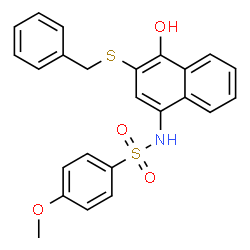 ChemSpider 2D Image | N-[3-(Benzylsulfanyl)-4-hydroxy-1-naphthyl]-4-methoxybenzenesulfonamide | C24H21NO4S2
