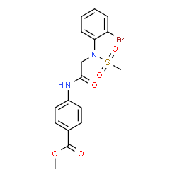 ChemSpider 2D Image | Methyl 4-{[N-(2-bromophenyl)-N-(methylsulfonyl)glycyl]amino}benzoate | C17H17BrN2O5S