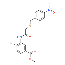 ChemSpider 2D Image | Methyl 4-chloro-3-({[(4-nitrobenzyl)sulfanyl]acetyl}amino)benzoate | C17H15ClN2O5S