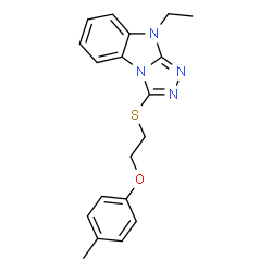 ChemSpider 2D Image | 9-Ethyl-3-{[2-(4-methylphenoxy)ethyl]sulfanyl}-9H-[1,2,4]triazolo[4,3-a]benzimidazole | C19H20N4OS