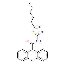 ChemSpider 2D Image | N-(5-Pentyl-1,3,4-thiadiazol-2-yl)-9H-xanthene-9-carboxamide | C21H21N3O2S