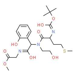 ChemSpider 2D Image | Methyl N-{[(2-hydroxyethyl)(N-{[(2-methyl-2-propanyl)oxy]carbonyl}methionyl)amino](2-hydroxyphenyl)acetyl}glycinate | C23H35N3O8S