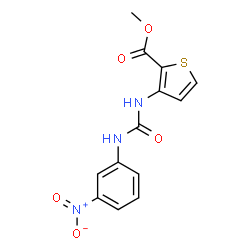 ChemSpider 2D Image | Methyl 3-{[(3-nitrophenyl)carbamoyl]amino}-2-thiophenecarboxylate | C13H11N3O5S