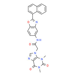 ChemSpider 2D Image | 2-(1,3-Dimethyl-2,6-dioxo-1,2,3,6-tetrahydro-9H-purin-9-yl)-N-[2-(1-naphthyl)-1,3-benzoxazol-5-yl]acetamide | C26H20N6O4