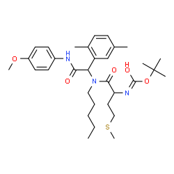 ChemSpider 2D Image | 2-Methyl-2-propanyl {1-[{1-(2,5-dimethylphenyl)-2-[(4-methoxyphenyl)amino]-2-oxoethyl}(pentyl)amino]-4-(methylsulfanyl)-1-oxo-2-butanyl}carbamate | C32H47N3O5S