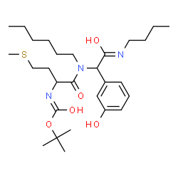 ChemSpider 2D Image | 2-Methyl-2-propanyl [1-{[2-(butylamino)-1-(3-hydroxyphenyl)-2-oxoethyl](hexyl)amino}-4-(methylsulfanyl)-1-oxo-2-butanyl]carbamate | C28H47N3O5S