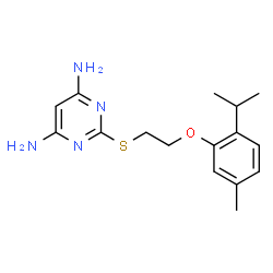 ChemSpider 2D Image | 2-{[2-(2-Isopropyl-5-methylphenoxy)ethyl]sulfanyl}-4,6-pyrimidinediamine | C16H22N4OS
