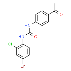 ChemSpider 2D Image | 1-(4-Acetylphenyl)-3-(4-bromo-2-chlorophenyl)urea | C15H12BrClN2O2