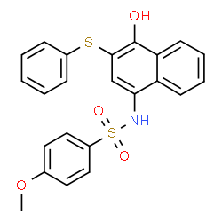 ChemSpider 2D Image | N-[4-Hydroxy-3-(phenylsulfanyl)-1-naphthyl]-4-methoxybenzenesulfonamide | C23H19NO4S2