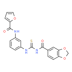 ChemSpider 2D Image | N-{[3-(2-Furoylamino)phenyl]carbamothioyl}-1,3-benzodioxole-5-carboxamide | C20H15N3O5S