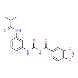 ChemSpider 2D Image | N-{[3-(Isobutyrylamino)phenyl]carbamothioyl}-1,3-benzodioxole-5-carboxamide | C19H19N3O4S