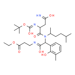 ChemSpider 2D Image | Ethyl N-{(2-hydroxy-3-methylphenyl)[(5-methyl-2-hexanyl)(N~2~-{[(2-methyl-2-propanyl)oxy]carbonyl}asparaginyl)amino]acetyl}-beta-alaninate | C30H48N4O8
