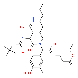 ChemSpider 2D Image | Ethyl N-{[heptyl(N~2~-{[(2-methyl-2-propanyl)oxy]carbonyl}asparaginyl)amino](4-hydroxy-3-methylphenyl)acetyl}-beta-alaninate | C30H48N4O8