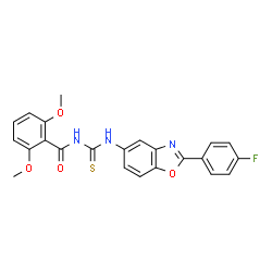 ChemSpider 2D Image | N-{[2-(4-Fluorophenyl)-1,3-benzoxazol-5-yl]carbamothioyl}-2,6-dimethoxybenzamide | C23H18FN3O4S
