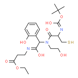 ChemSpider 2D Image | Ethyl N-{[(2-hydroxyethyl)(N-{[(2-methyl-2-propanyl)oxy]carbonyl}cysteinyl)amino](2-hydroxyphenyl)acetyl}-beta-alaninate | C23H35N3O8S