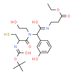 ChemSpider 2D Image | Ethyl N-{[(2-hydroxyethyl)(N-{[(2-methyl-2-propanyl)oxy]carbonyl}cysteinyl)amino](3-hydroxyphenyl)acetyl}-beta-alaninate | C23H35N3O8S