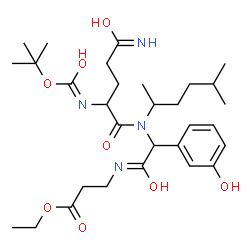 ChemSpider 2D Image | Ethyl N-{(3-hydroxyphenyl)[(5-methyl-2-hexanyl)(N~2~-{[(2-methyl-2-propanyl)oxy]carbonyl}glutaminyl)amino]acetyl}-beta-alaninate | C30H48N4O8