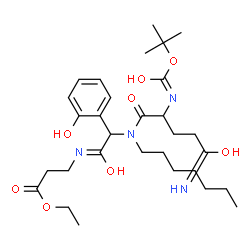 ChemSpider 2D Image | Ethyl N-{[heptyl(N~2~-{[(2-methyl-2-propanyl)oxy]carbonyl}glutaminyl)amino](2-hydroxyphenyl)acetyl}-beta-alaninate | C30H48N4O8