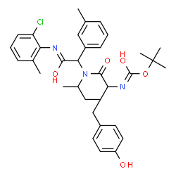 ChemSpider 2D Image | N-sec-Butyl-N-{2-[(2-chloro-6-methylphenyl)amino]-1-(3-methylphenyl)-2-oxoethyl}-Nalpha-{[(2-methyl-2-propanyl)oxy]carbonyl}tyrosinamide | C34H42ClN3O5
