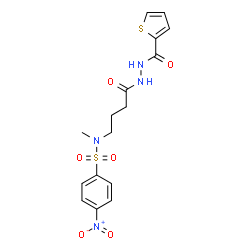 ChemSpider 2D Image | N-Methyl-4-nitro-N-{4-oxo-4-[2-(2-thienylcarbonyl)hydrazino]butyl}benzenesulfonamide | C16H18N4O6S2