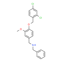 ChemSpider 2D Image | N-Benzyl-1-{4-[(2,4-dichlorobenzyl)oxy]-3-methoxyphenyl}methanamine | C22H21Cl2NO2