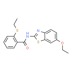 ChemSpider 2D Image | N-(6-Ethoxy-1,3-benzothiazol-2-yl)-2-(ethylsulfanyl)benzamide | C18H18N2O2S2
