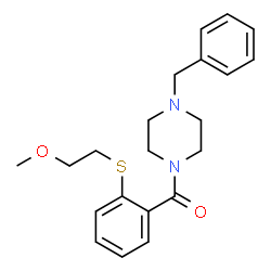 ChemSpider 2D Image | (4-Benzyl-1-piperazinyl){2-[(2-methoxyethyl)sulfanyl]phenyl}methanone | C21H26N2O2S