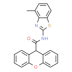 ChemSpider 2D Image | N-(4-Methyl-1,3-benzothiazol-2-yl)-9H-xanthene-9-carboxamide | C22H16N2O2S