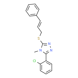 ChemSpider 2D Image | 3-(2-Chlorophenyl)-4-methyl-5-{[(2E)-3-phenyl-2-propen-1-yl]sulfanyl}-4H-1,2,4-triazole | C18H16ClN3S