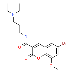 ChemSpider 2D Image | 6-Bromo-N-[3-(diethylamino)propyl]-8-methoxy-2-oxo-2H-chromene-3-carboxamide | C18H23BrN2O4