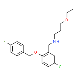 ChemSpider 2D Image | N-{5-Chloro-2-[(4-fluorobenzyl)oxy]benzyl}-3-ethoxy-1-propanamine | C19H23ClFNO2