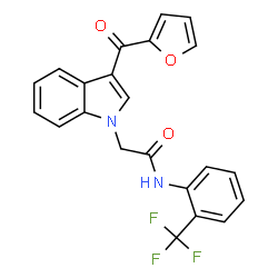 ChemSpider 2D Image | 2-[3-(2-Furoyl)-1H-indol-1-yl]-N-[2-(trifluoromethyl)phenyl]acetamide | C22H15F3N2O3
