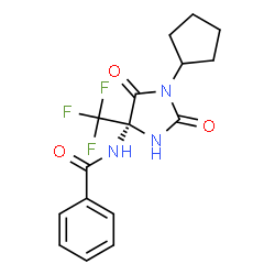 ChemSpider 2D Image | N-[(4R)-1-Cyclopentyl-2,5-dioxo-4-(trifluoromethyl)-4-imidazolidinyl]benzamide | C16H16F3N3O3