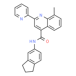 ChemSpider 2D Image | N-(2,3-Dihydro-1H-inden-5-yl)-8-methyl-2-(2-pyridinyl)-4-quinolinecarboxamide | C25H21N3O