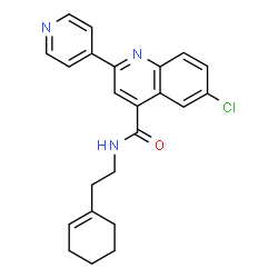 ChemSpider 2D Image | 6-Chloro-N-[2-(1-cyclohexen-1-yl)ethyl]-2-(4-pyridinyl)-4-quinolinecarboxamide | C23H22ClN3O