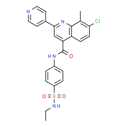ChemSpider 2D Image | 7-Chloro-N-[4-(ethylsulfamoyl)phenyl]-8-methyl-2-(4-pyridinyl)-4-quinolinecarboxamide | C24H21ClN4O3S