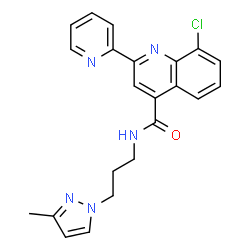 ChemSpider 2D Image | 8-Chloro-N-[3-(3-methyl-1H-pyrazol-1-yl)propyl]-2-(2-pyridinyl)-4-quinolinecarboxamide | C22H20ClN5O