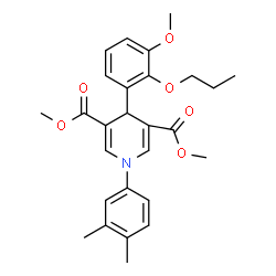ChemSpider 2D Image | Dimethyl 1-(3,4-dimethylphenyl)-4-(3-methoxy-2-propoxyphenyl)-1,4-dihydro-3,5-pyridinedicarboxylate | C27H31NO6